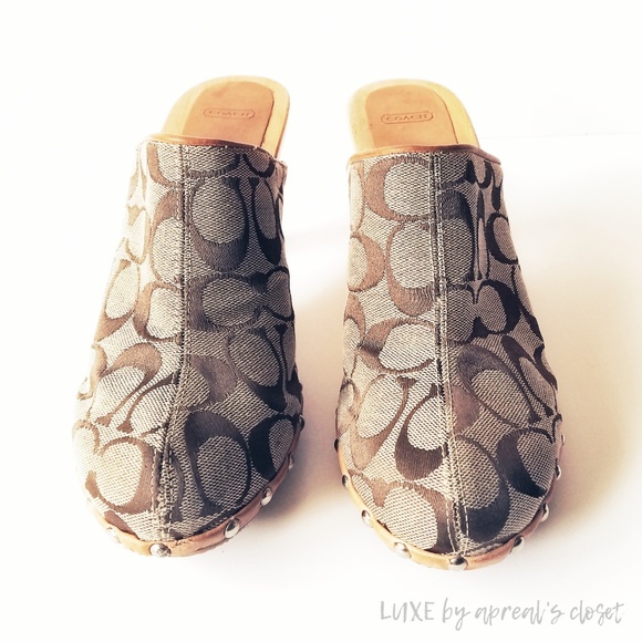 Coach | Shoes | Authentic Coach Signature Stud Wooden Mule | Poshmark